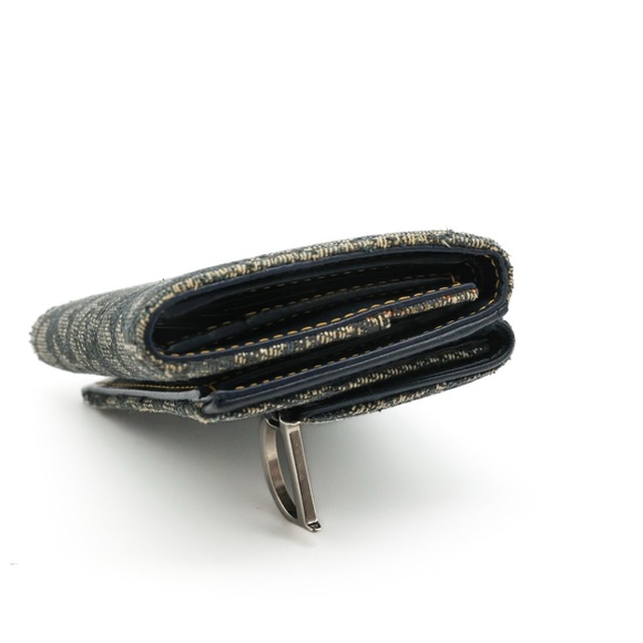 Christian Dior Saddle Compact Wallet Navy Silver - Picture 3 of 16